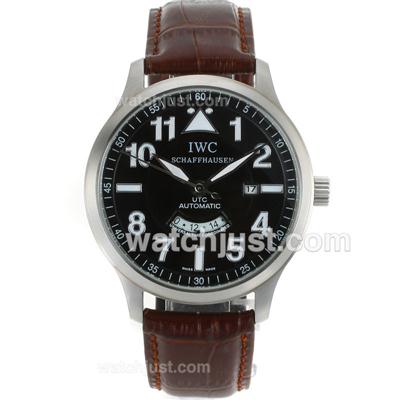 IWC Spitfire UTC Automatic with Black Dial-Leather Strap
