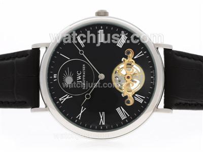 IWC Tourbillon Manual Winding with Black Dial-Leather Strap