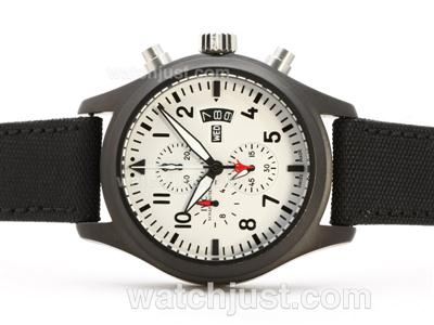 IWC 3789 Top Gun Pilot Working Chrono PVD Case White Dial-Same Chassis As 7750 Version-High Quality