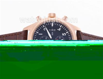 IWC 3789 Top Gun Pilot Working Chrono Rose Gold Case with Black Dial-Same Chassis As 7750 Version-High Quality