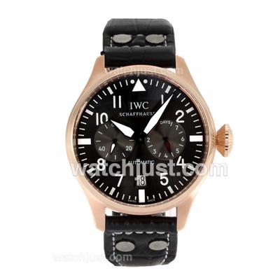 IWC Big Pilot 7 Days Working Power Reserve Automatic Rose Gold Case with Gray Dial- White Marking