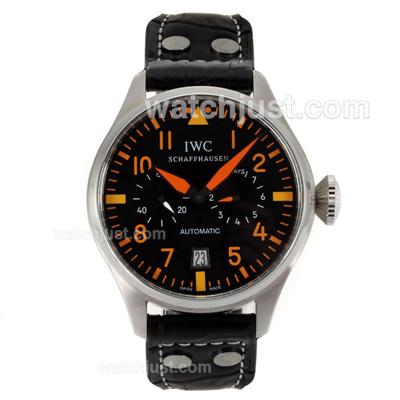 IWC Big Pilot 7 Days Working Power Reserve Automatic with Black Dial- Orange Marking