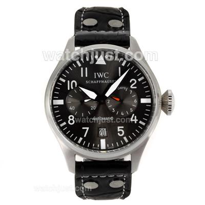 IWC Big Pilot 7 Days Working Power Reserve Automatic with Gray Dial-Leather Strap