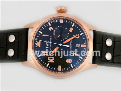 IWC Big Pilot 7 Days Working Power Reserve With Black Dial-18K Plated Rose Gold Casing