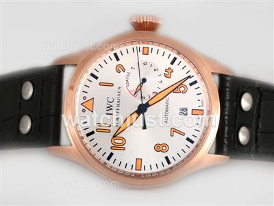 IWC Big Pilot 7 Days Working Power Reserve With White Dial-18K Plated Rose Gold Casing