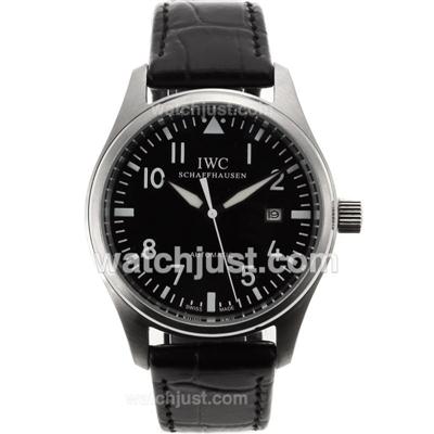 IWC Big Pilot Automatic Number Markers with Black Dial-Leather Strap