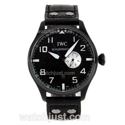 IWC Big Pilot Automatic PVD Case Number Markers with Black Dial-Leather Strap