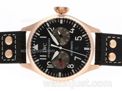 IWC Big Pilot Automatic Rose Gold Case with Black Dial-White Markers