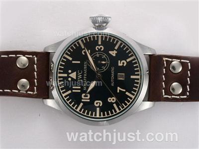 IWC Big Pilot Automatic with Black Dial -Brown Strap
