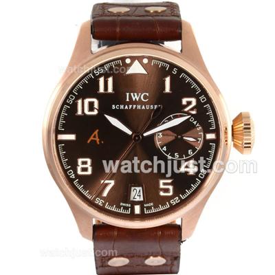 IWC Big Pilot Power Reserve Automatic Rose Gold Case with Brown Dial-Leather Strap