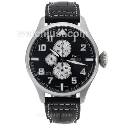 IWC Big Pilot Working Chronograph with Black Dial-Leather Strap