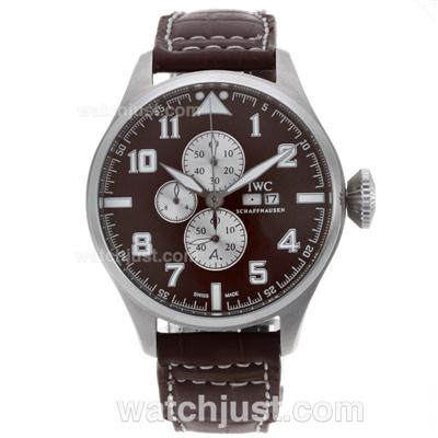 IWC Big Pilot Working Chronograph with Brown Dial-Leather Strap