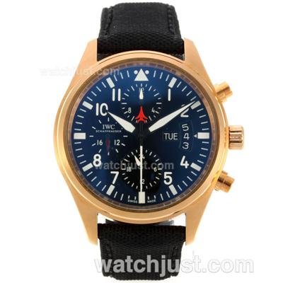 IWC Pilot Automatic Rose Gold Case with Black Dial-Leather Strap