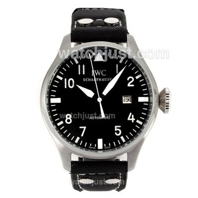 IWC Pilot Automatic White Markers with Black Dial-Leather Strap