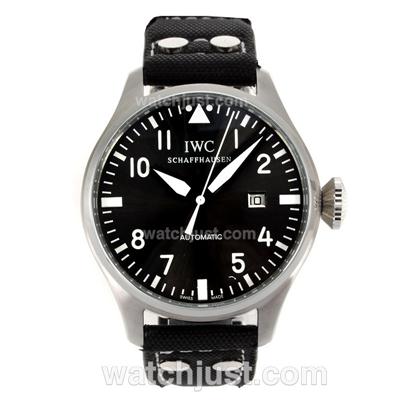 IWC Pilot Automatic White Markers with Gray Dial-Leather Strap