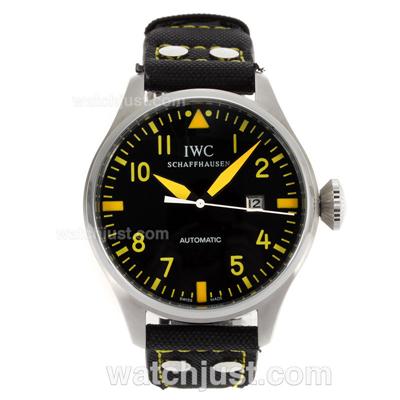 IWC Pilot Automatic Yellow Markers with Black Dial-Leather Strap