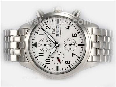 IWC Pilot Chrono 3717 Automatic With White Dial-Same Chassis As 7750 Version