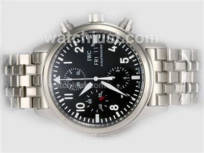 IWC Pilot Chronograph 3717 Swiss Valjoux 7750 Movement with Black Dial