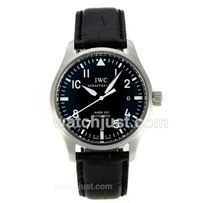 IWC Pilot Mark XVI Swiss ETA 2892 Movement with Black Dial-Leather Strap