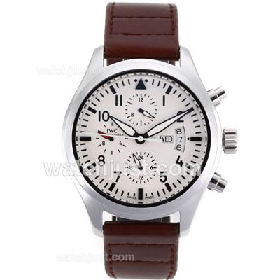 IWC Top Gun Pilot Automatic with White Dial-Leather Strap