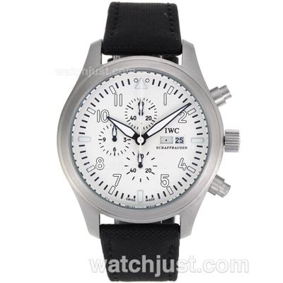 IWC Top Gun Pilot Working Chronograph with White Dial-Leather Strap