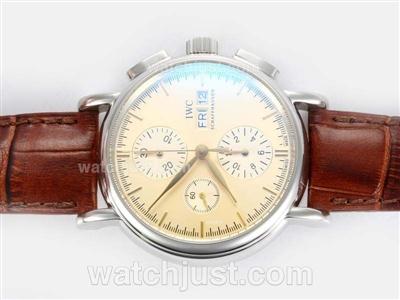 IWC Portofino Chronograph Swiss Valjoux 7750 Movement AR Coating with Yellow Dial