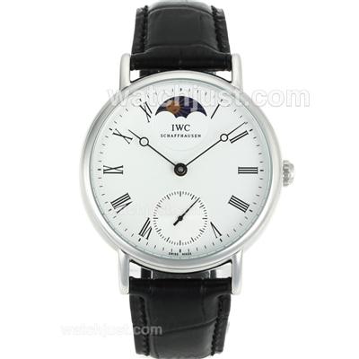 IWC Portofino Moonphase Manual Winding with White Dial-Leather Strap