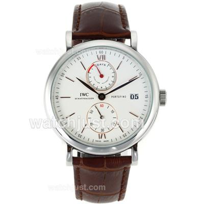 IWC Portofino Working Power Reserve Automatic with White Dial-Leather Strap