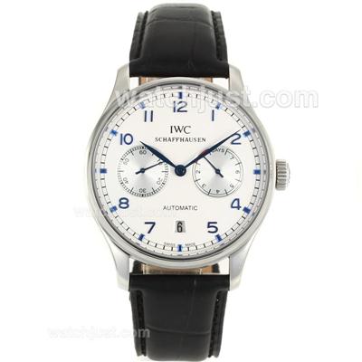 IWC Portugese 7 Days Working Power Reserve-21600bph with White Dial