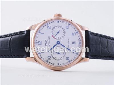 IWC Portugese 7 Days Working Power Reserve Rose Gold Case With Blue Marking-21600bph