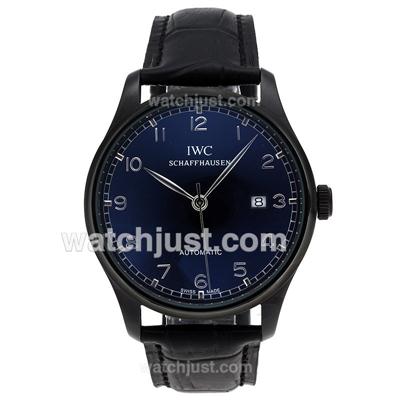 IWC Portuguese Automatic PVD Case with Black Dial-Leather Strap