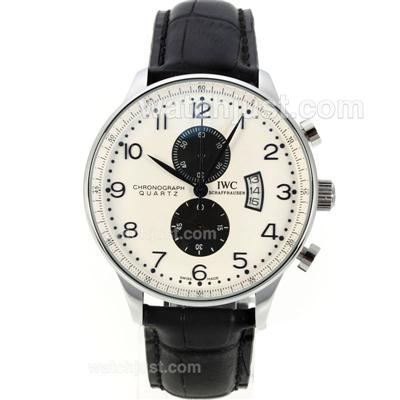 IWC Portuguese Boris Becker Edition Working Chronograph with White Dial-Leather Strap