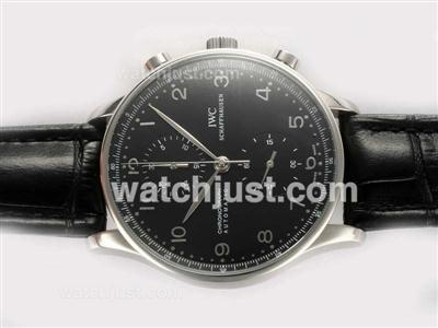 IWC Portuguese Chronograph Swiss Valjoux 7750 Movement with Black Dial