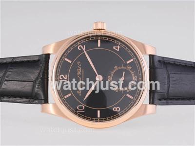 IWC Portuguese F.A Jones Manual Winding Rose Gold Case with Black Dial-New Version