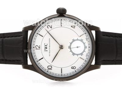 IWC Portuguese F.A Jones Unitas 6498 Movement With PVD Case-White Dial