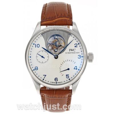 IWC Portuguese F.A Jones Working Tourbillon Power Reserve Manual Winding with White Dial