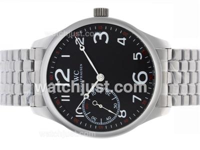 IWC Portuguese Manual Winding Number Markers with Black Dial S/S