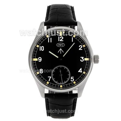 IWC Portuguese Manual Winding with Black Dial-Leather Strap