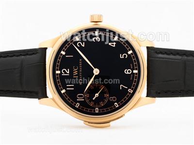 IWC Portuguese Repetition Unitas 6497 Movement Rose Gold Case with Black Dial