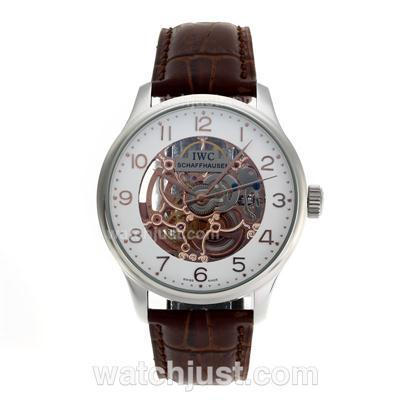 IWC Portuguese Skeleton Automatic with White Dial-Leather Strap