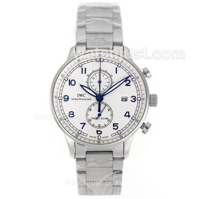 IWC Portuguese Working Chronograph Blue Markers with White Dial S/S