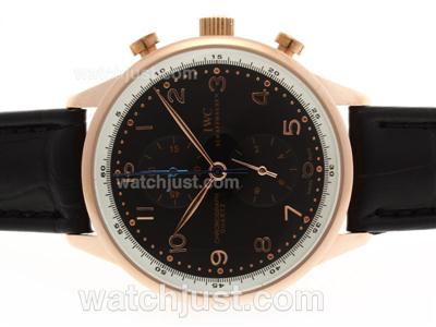IWC Portuguese Working Chronograph Rose Gold Case with Black Dial