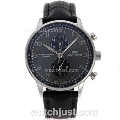 IWC Portuguese Working Chronograph with Gray Dial-Leather Strap