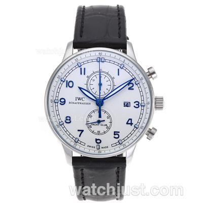 IWC Portuguese Working Chronograph with White Dial-Leather Strap