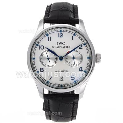 IWC Portuguese Working Power Reserve Automatic with White Dial-Leather Strap