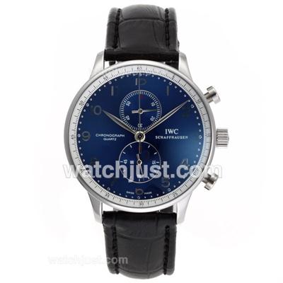 IWC Portugueser Working Chronograph with Blue Dial-Leather Strap