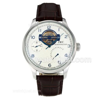 IWC Portugueses Automantic Working Power Reserve with White Dial-Leather Strap