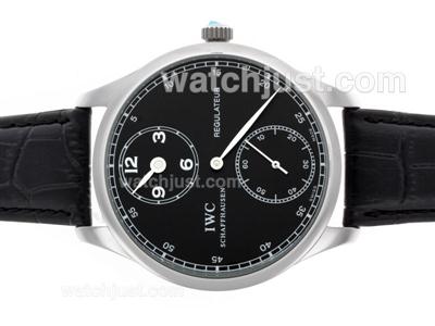 IWC Regulateur Manual Winding with Black Dial-Leather Strap