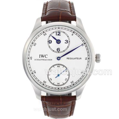 IWC Regulateur Manual Winding with White Dial-Leather Strap