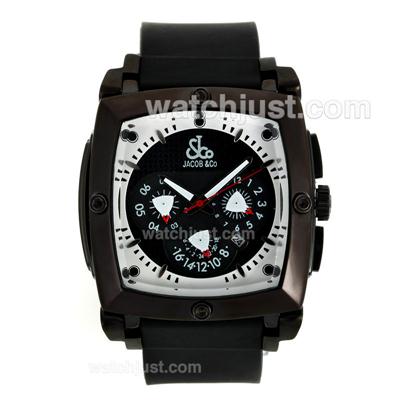 Jacob & Co Automatic PVD Case with Black Dial-Rubber Strap